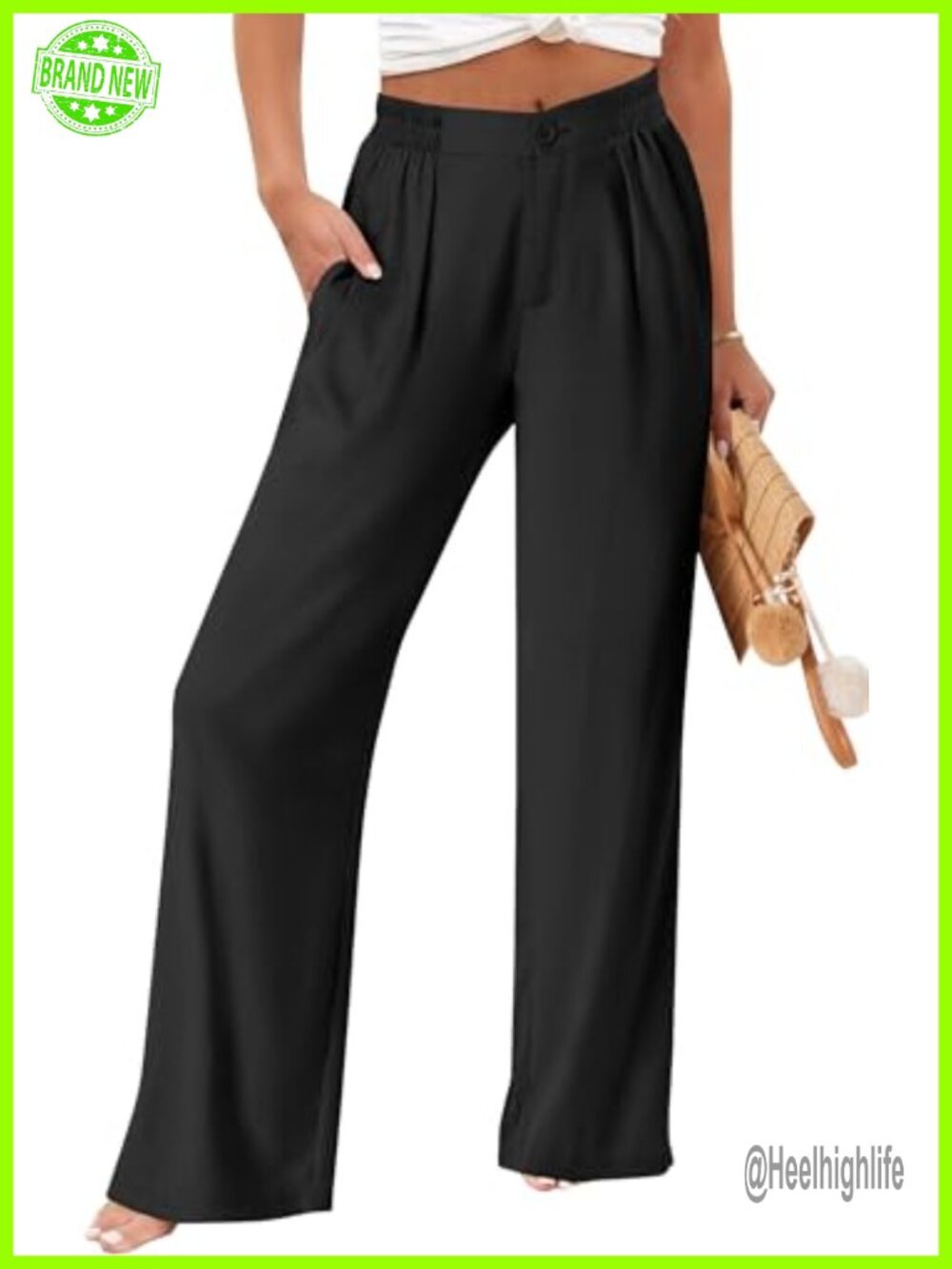 Womens Boho Wide Leg Palazzo Pants Cotton Linen High Waist Casual Lounge
